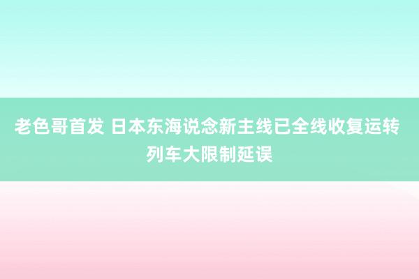 老色哥首发 日本东海说念新主线已全线收复运转 列车大限制延误
