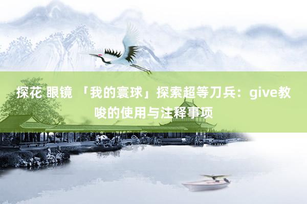 探花 眼镜 「我的寰球」探索超等刀兵：give教唆的使用与注释事项