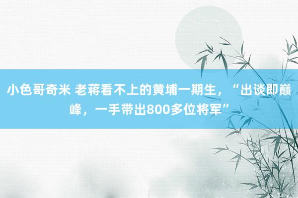 小色哥奇米 老蒋看不上的黄埔一期生，“出谈即巅峰，一手带出800多位将军”