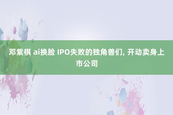 邓紫棋 ai换脸 IPO失败的独角兽们， 开动卖身上市公司