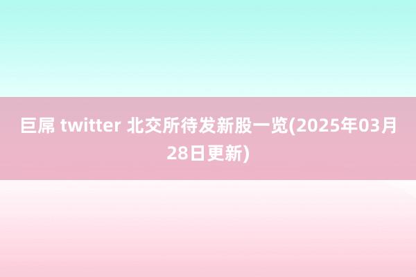 巨屌 twitter 北交所待发新股一览(2025年03月28日更新)