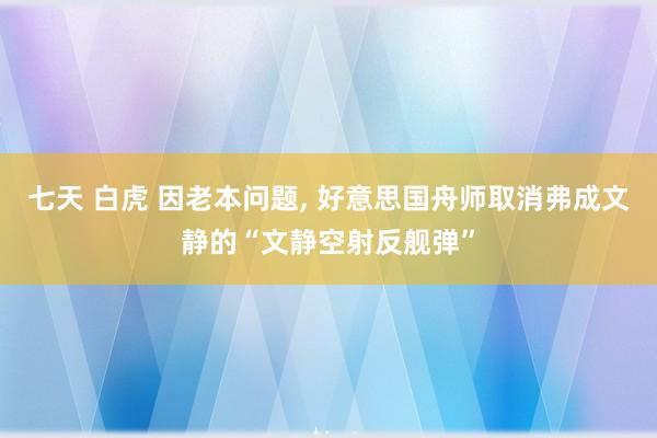 七天 白虎 因老本问题， 好意思国舟师取消弗成文静的“文静空射反舰弹”